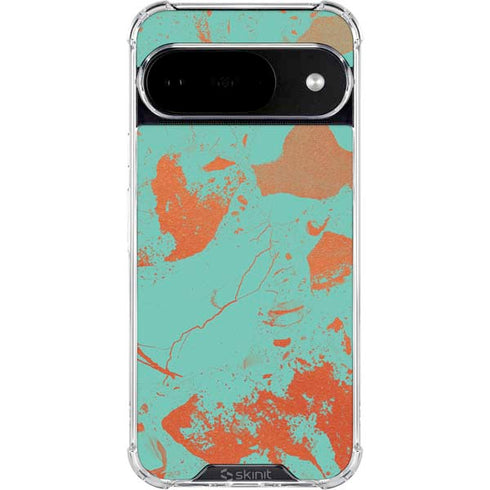 Turquoise and Orange Marble Google Pixel 10 Clear Case